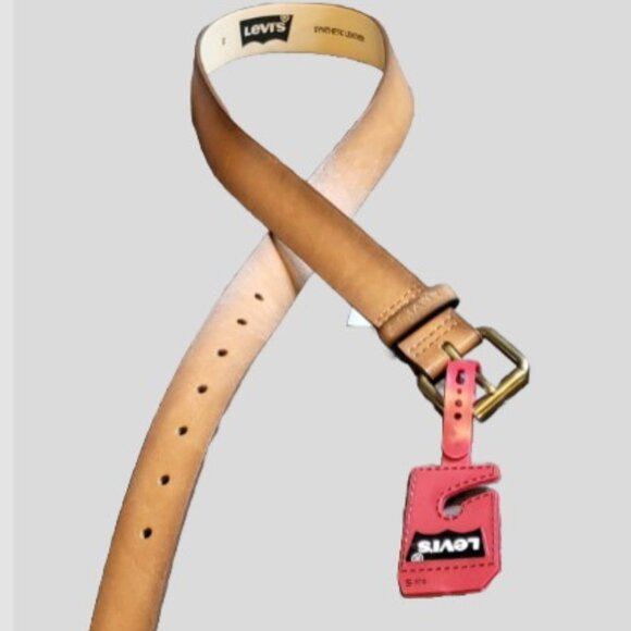 Levi's Belt Mens Small Brown Faux Leather Riveted Belt NWT - Picture 1 of 11